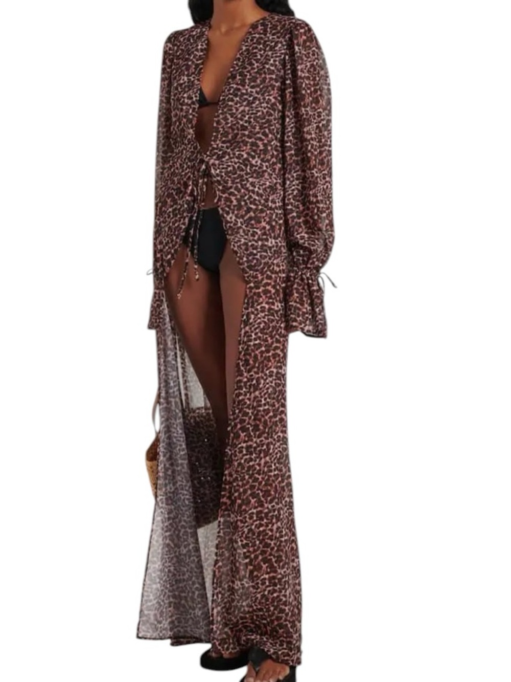 NWT Bananhot Leopard-Print Wild Beach Cover-Up Chiffone M/L  $295 #226003PNT